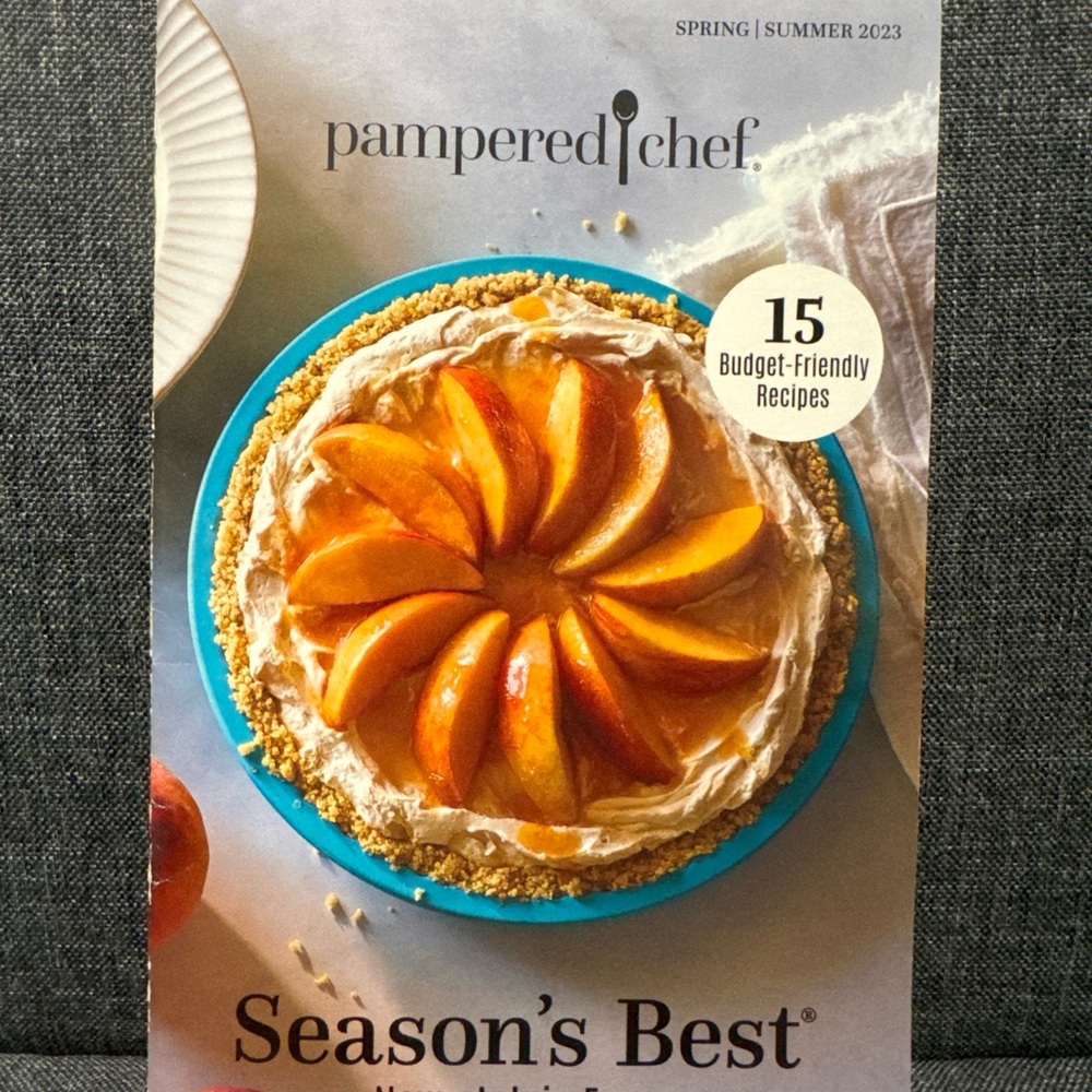 Pampered Chef Season's Best Cookbook with Blue and Orange Accents